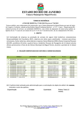 Termo de Referência - Aviso de Dispensa nº 001/2023 - Processo nº 736/2022